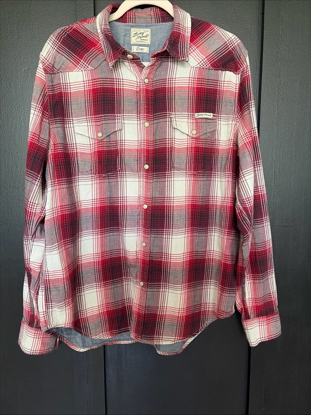 Lucky Brand Red Plaid Long-Sleeve Button-Up Shirt